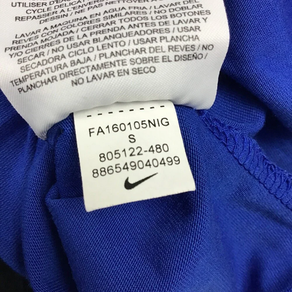 Nike Tech Shirt Men Small Blue Solid Short Sleeve Zip Pocket Crew Pullover S
